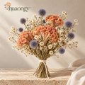 huaongy™ Sunday Flower Study Large Dried Flower Bouquet — 30 Real Rose, Strawflower, Statice, Globe Amaranth & Billy Button Stems