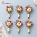 huaongy™ Petite Flower Market Mini Dried Flower Bouquet Set — 6 Small Real Flower Bundles for Bud Vases, Place Settings & Gifting
