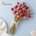 huaongy™ Berry Button Dried Globe Amaranth Bouquet — 25 Real Pink & Raspberry Gomphrena Stems for Small Vase Arrangements