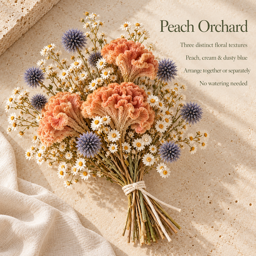 huaongy™ Sunday Flower Study Large Dried Flower Bouquet — 30 Real Rose, Strawflower, Statice, Globe Amaranth & Billy Button Stems