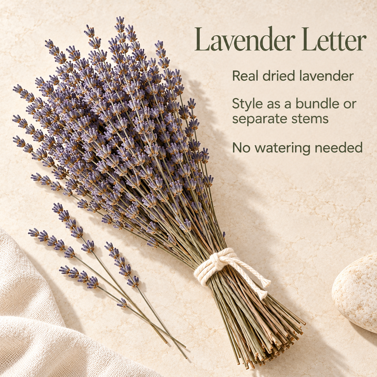 huaongy™ Lavender Letter Dried Lavender Bundle — Real Purple Lavender Flowers, 2 oz Botanical Bunch for Home Decor
