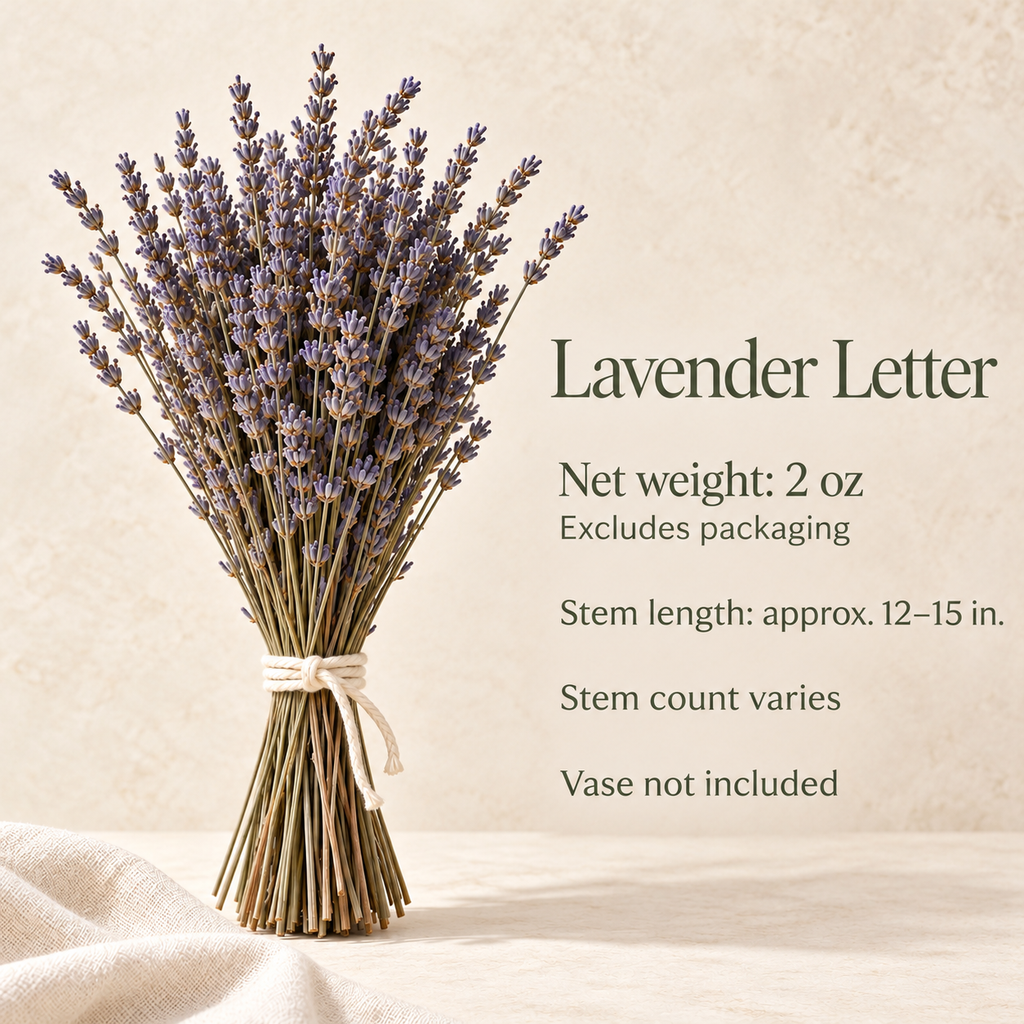 huaongy™ Lavender Letter Dried Lavender Bundle — Real Purple Lavender Flowers, 2 oz Botanical Bunch for Home Decor