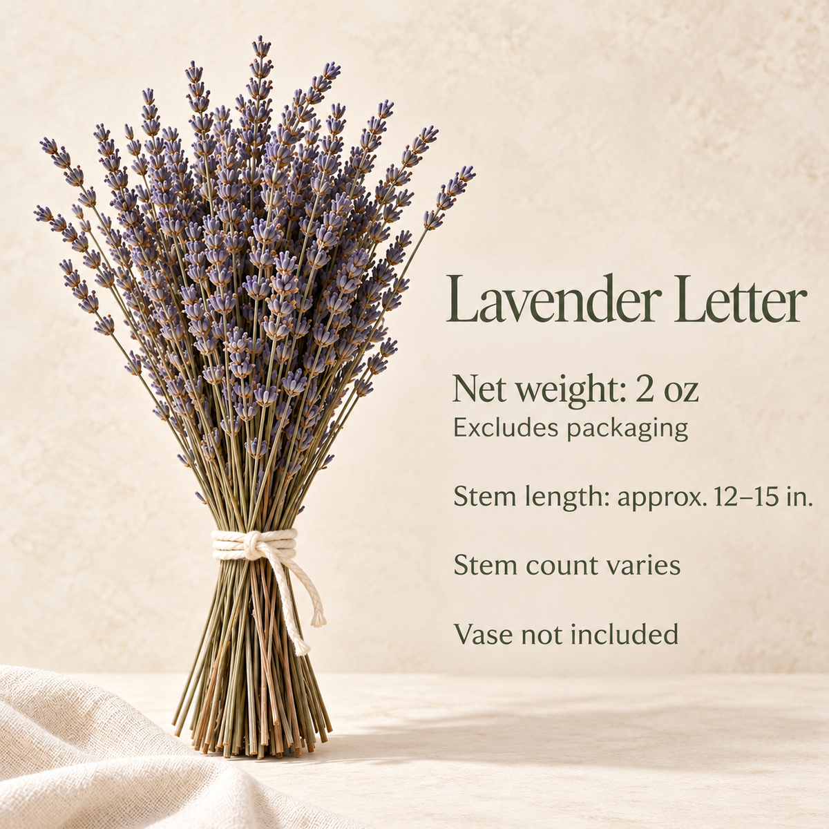 huaongy™ Lavender Letter Dried Lavender Bundle — Real Purple Lavender Flowers, 2 oz Botanical Bunch for Home Decor
